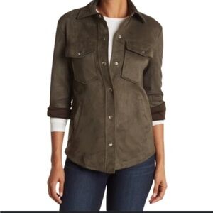 Ookie & Lala Like New Faux Suede Brown Jacket Shacket Snap Front Sz S